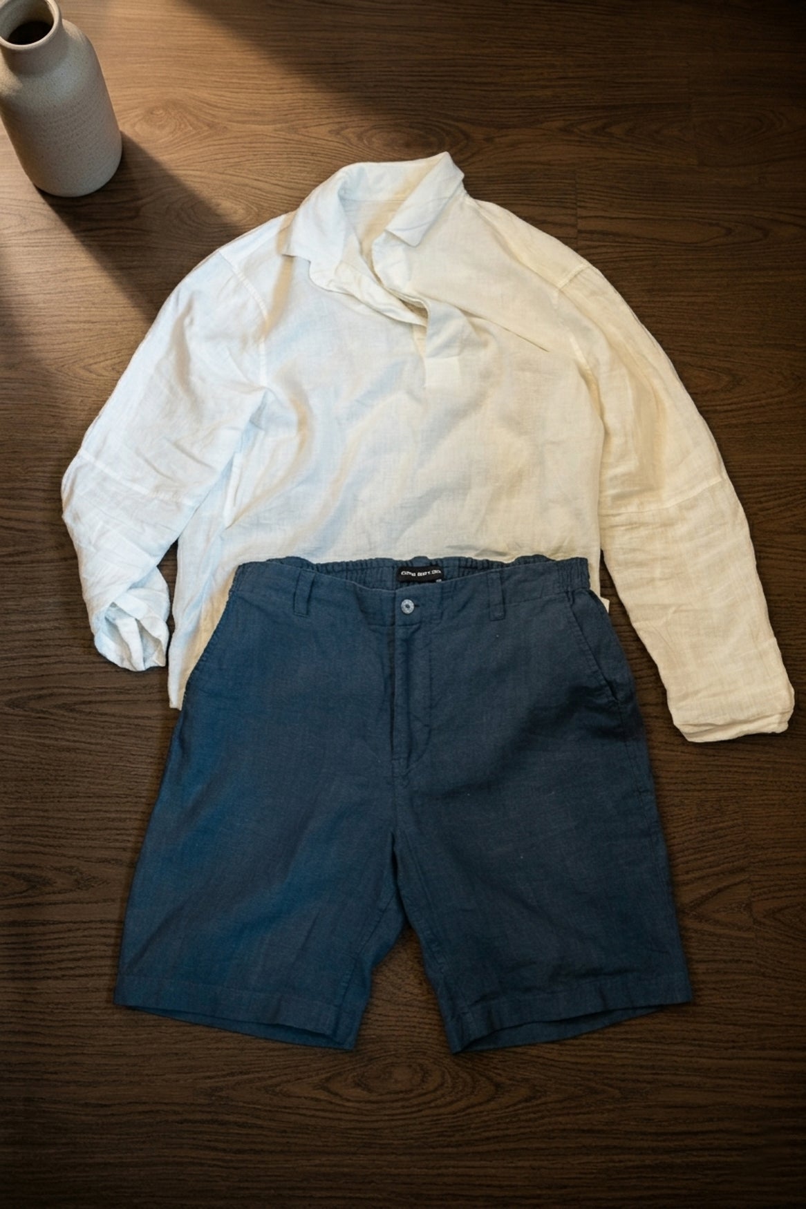 Navy Blue Linen Shorts