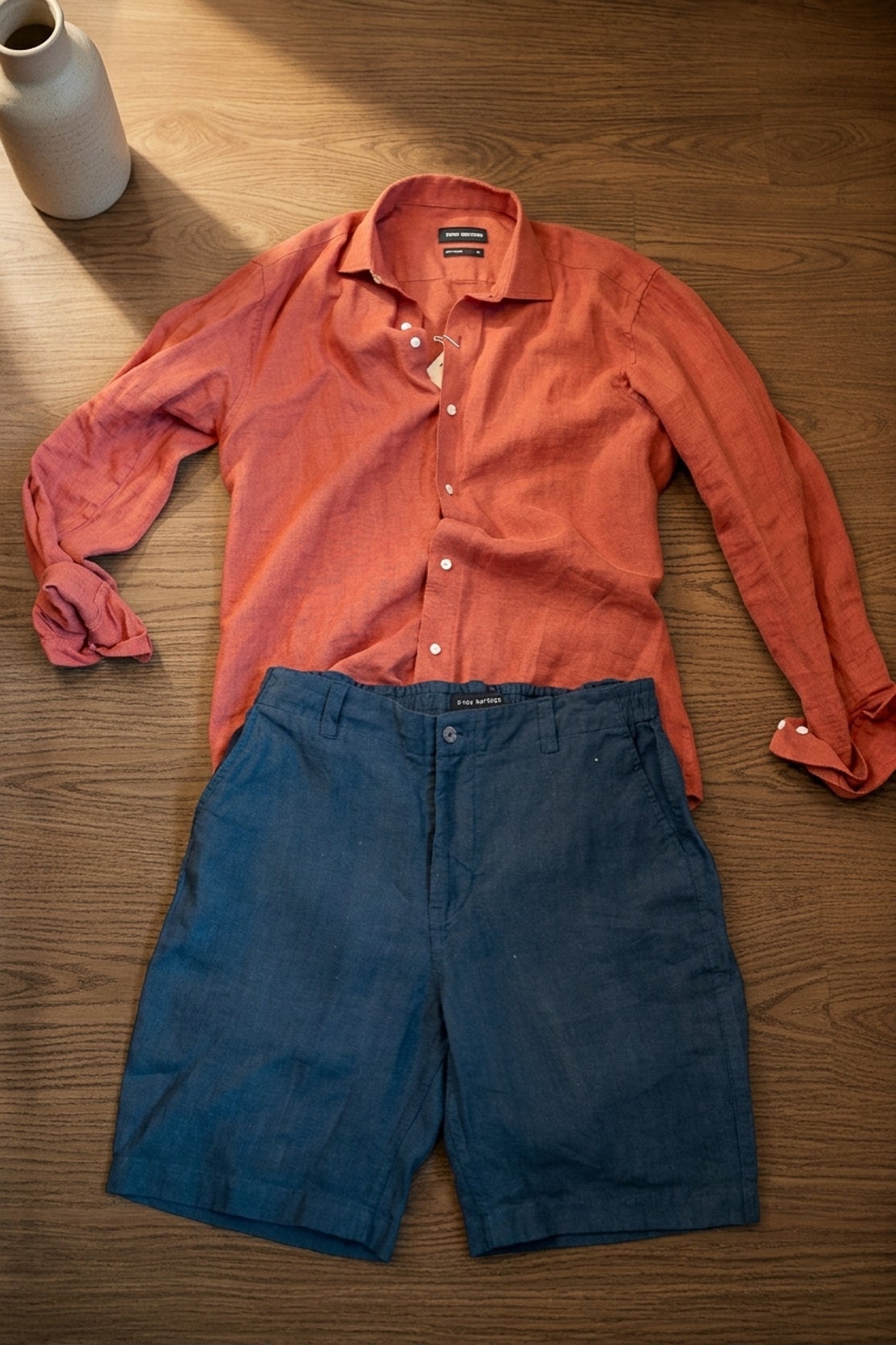 Navy Blue Linen Shorts