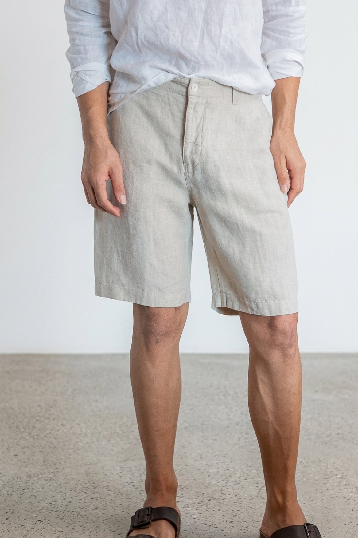 Beige Linen Shorts
