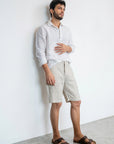 Beige Linen Shorts