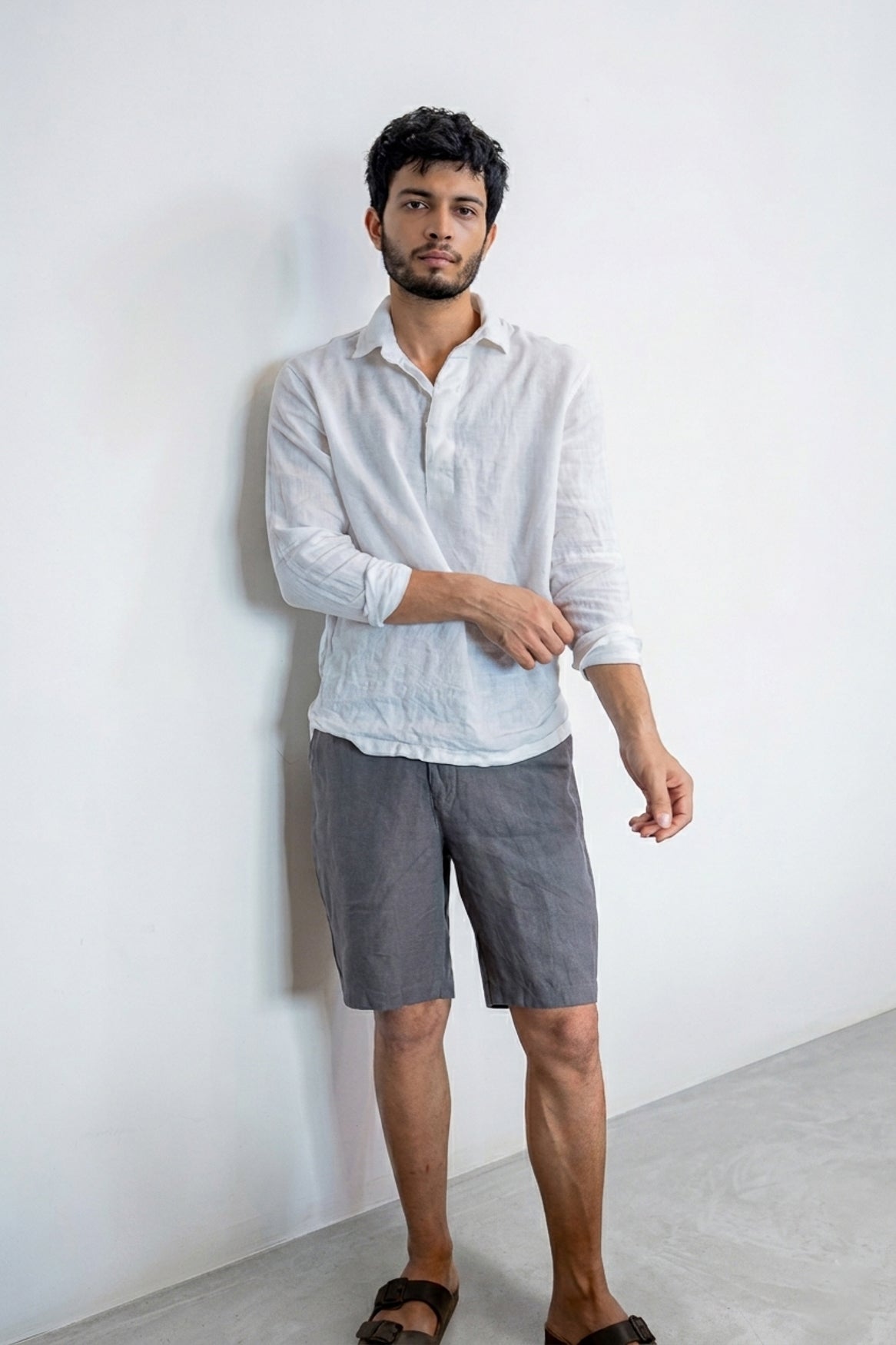 Charcoal Gray Linen Shorts
