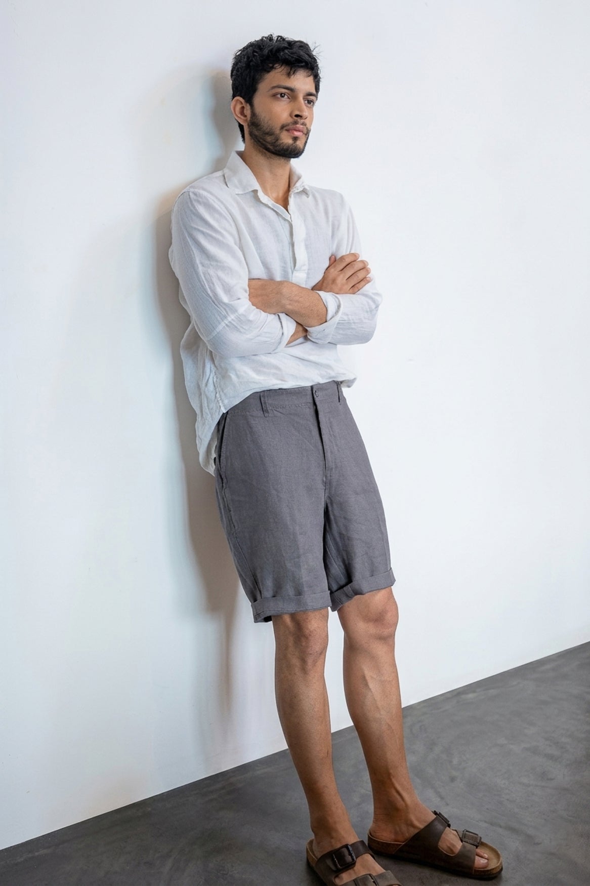 Charcoal Gray Linen Shorts