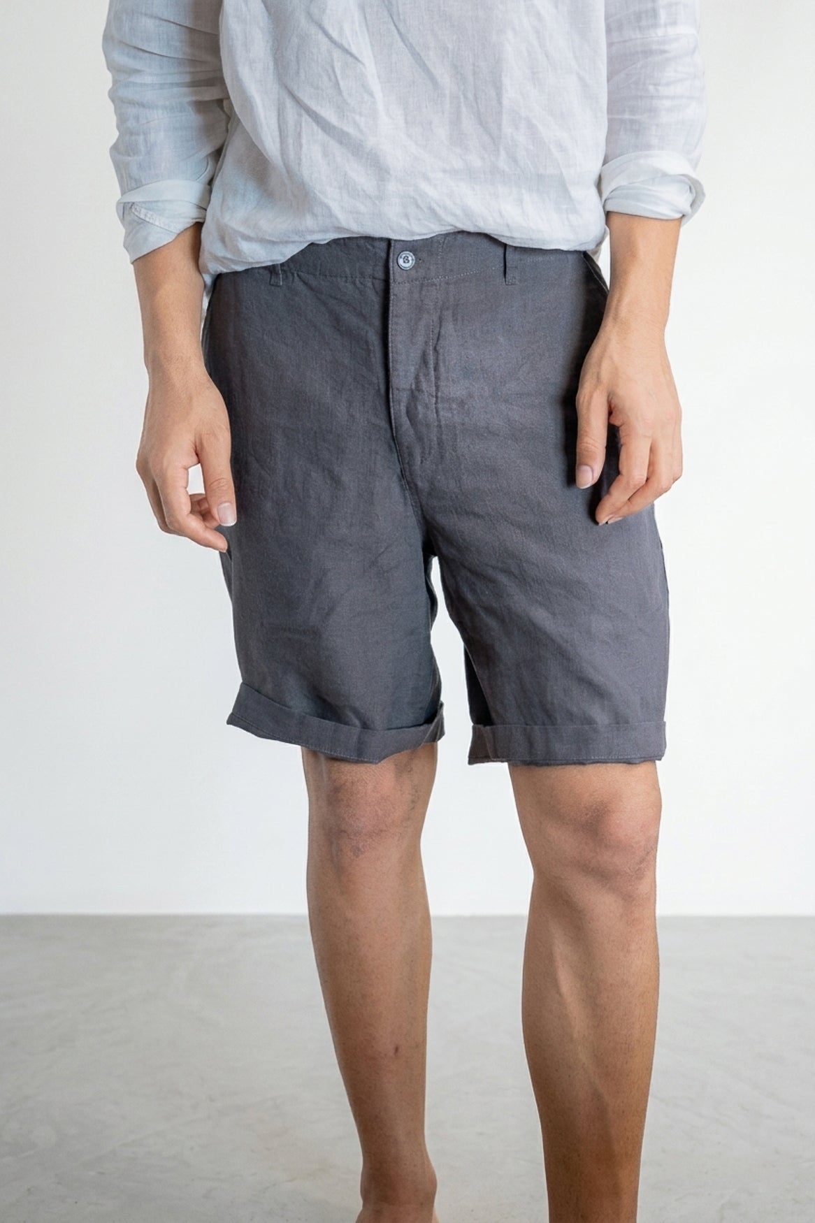 Charcoal Gray Linen Shorts