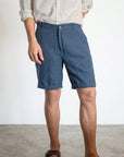 Navy Blue Linen Shorts