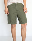 Military Green Linen Shorts
