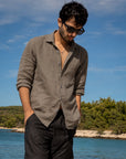 Dusty Olive Irish Linen Shirt - 70 LEA