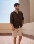 Dark Brown Pure Linen Shirt