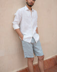 Mint Green Linen Shorts