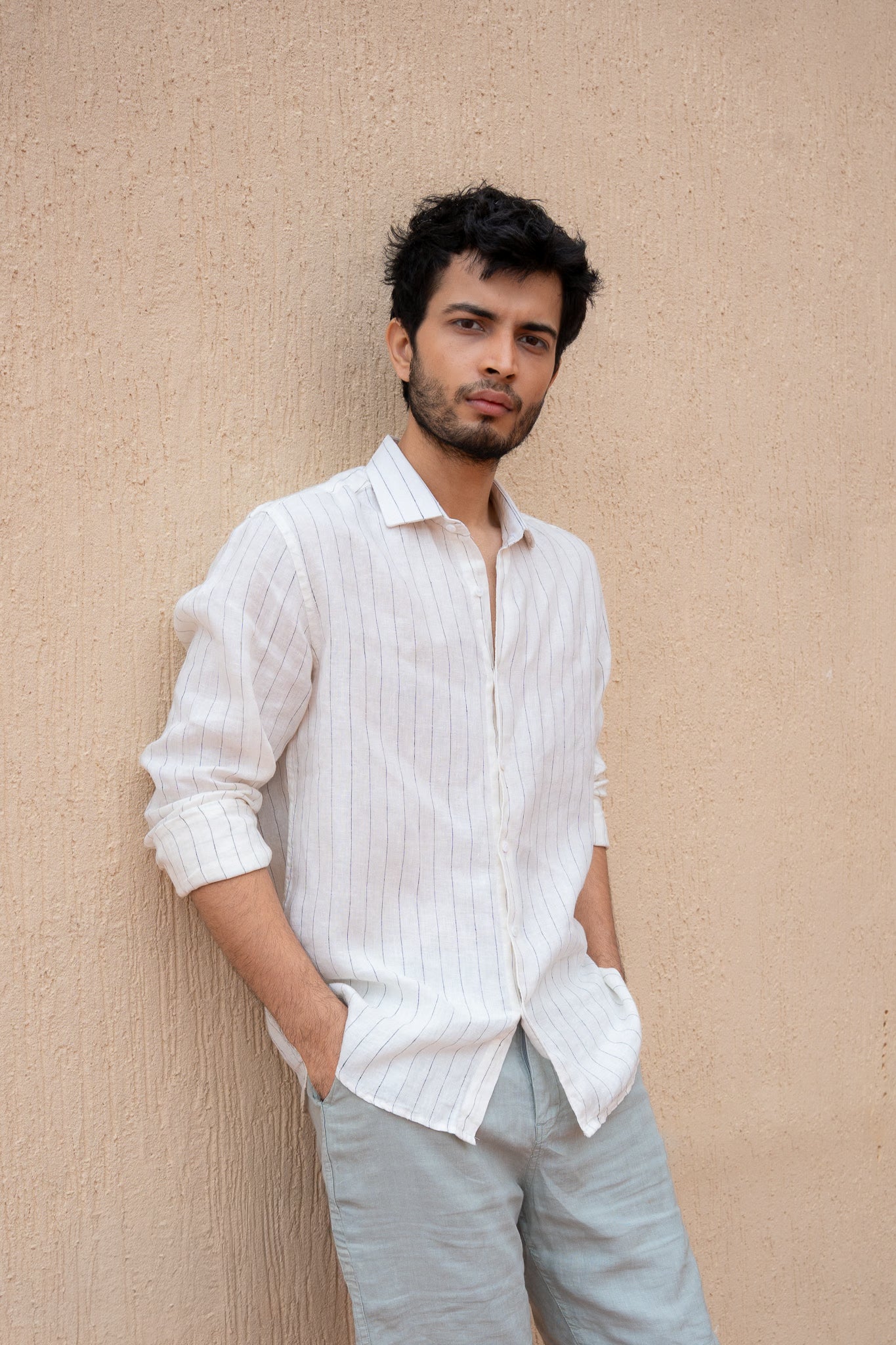 Natural Stripe Finest Irish Linen Shirt