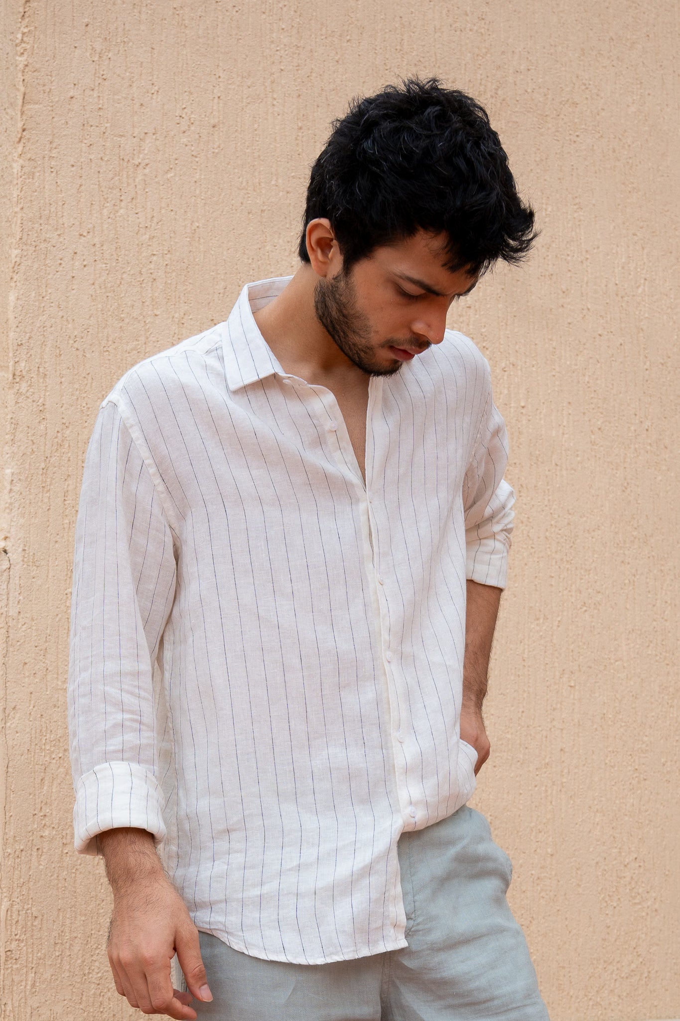 Natural Stripe Finest Irish Linen Shirt