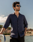 Ink Blue Pure Linen Shirt