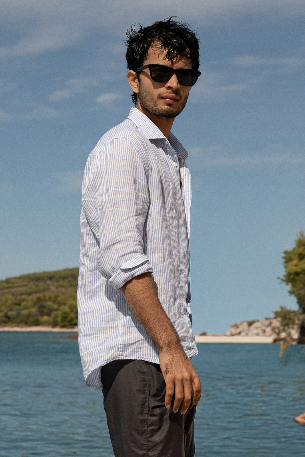 Indigo Stripe Finest Linen Shirt
