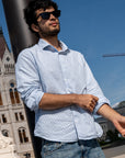 Indigo Thin Stripe Linen Blend Shirt