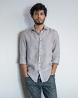 Rhino Grey Irish Linen Shirt - 70 LEA