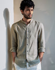 Sage Green Irish Linen Shirt - 70 Lea Mao Collar