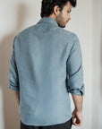 Airforce Blue Irish Linen Shirt - 70 LEA