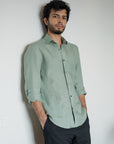 Eucalyptus Green Irish Linen Shirt - 70 LEA