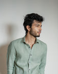 Eucalyptus Green Irish Linen Shirt - 70 LEA