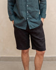 Black Linen Shorts