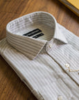 Beige Striped 100% Cotton Shirt