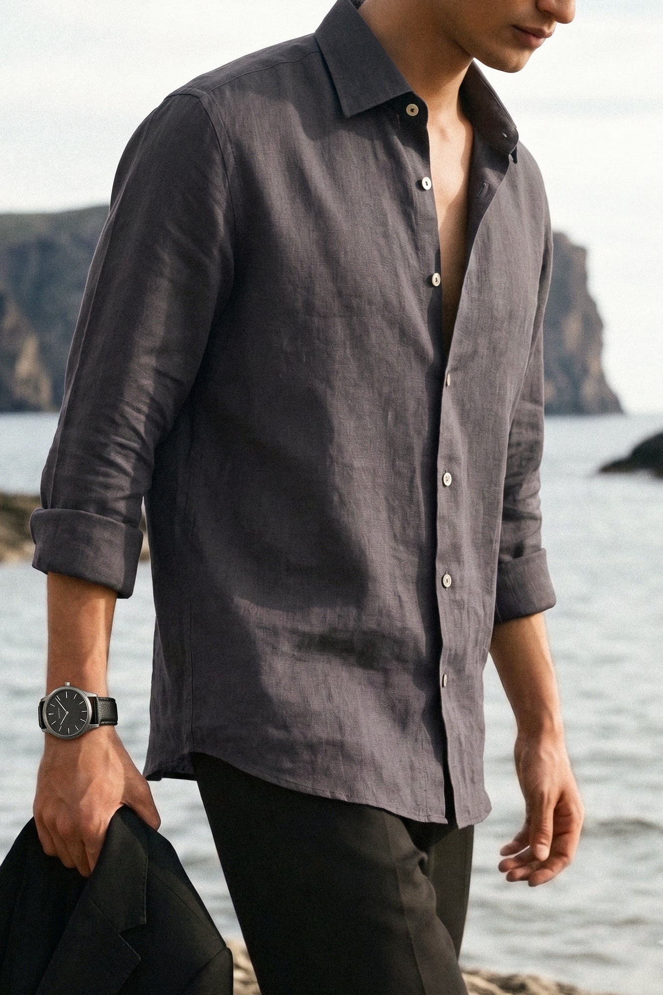 Charcoal Grey Irish Linen Shirt