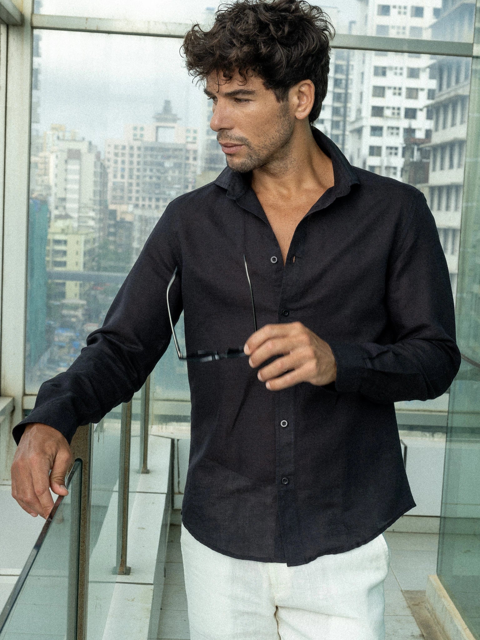 Black Irish Linen Shirt