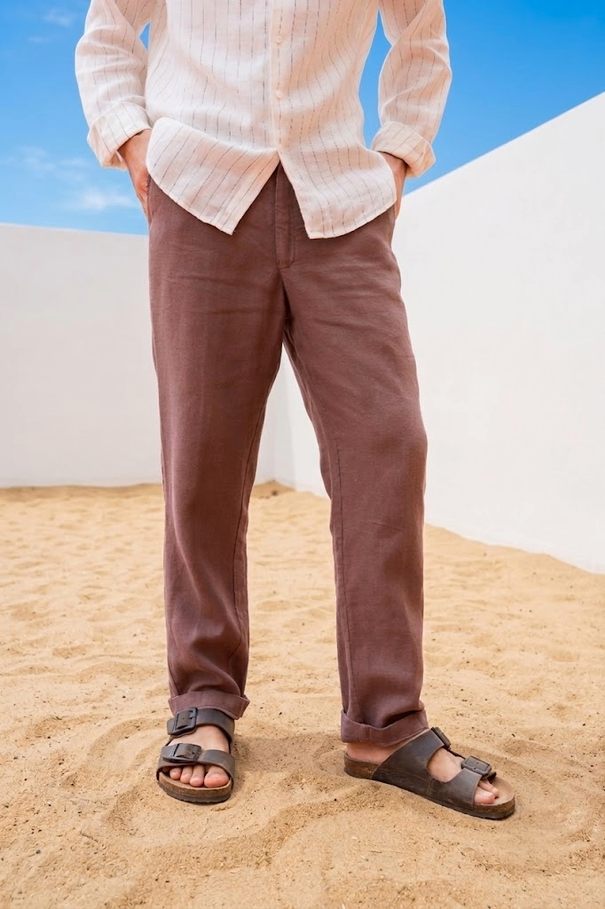 Almond Brown Linen Pants