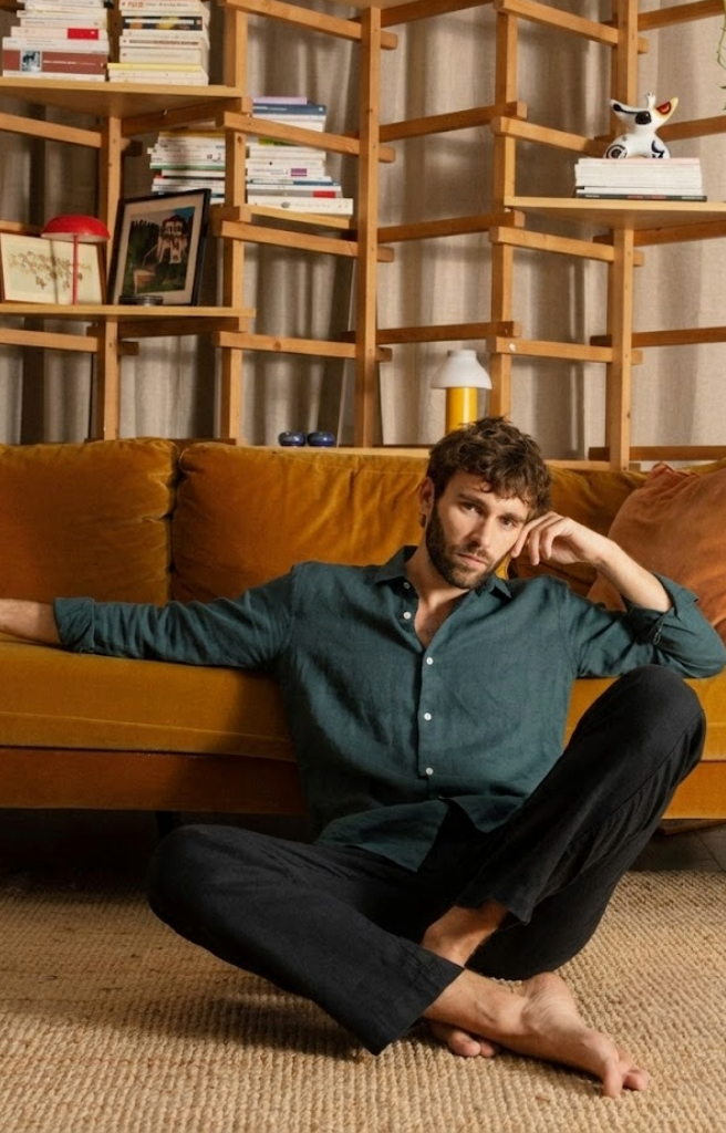 Dark Green Irish Linen Shirt
