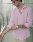 Pink Irish Linen Shirt